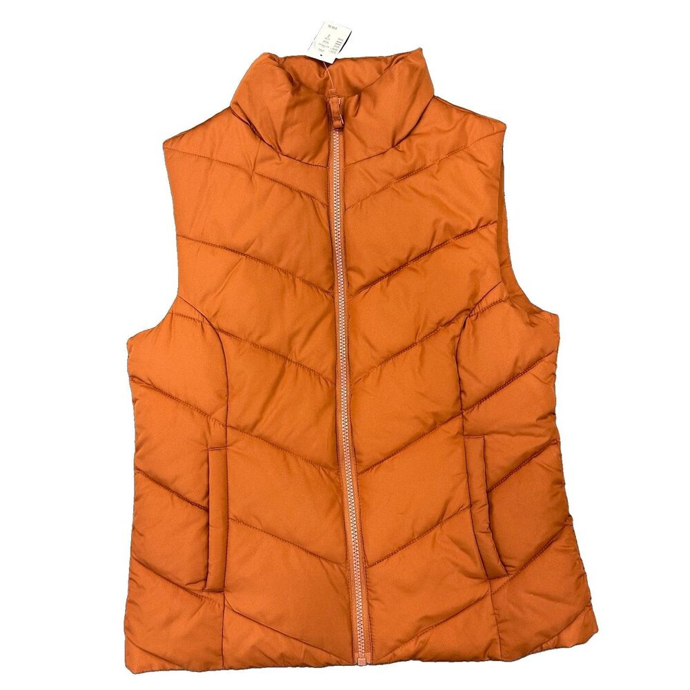 NWT Aeropostale Women’s Remixed Down Chevron Quilted Puffer Vest Rust Brown Smal